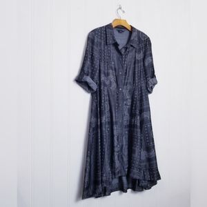 Shirt Dress by Chelsea & Theodore  Charcoal Gray Paisley Bandana Denim Look